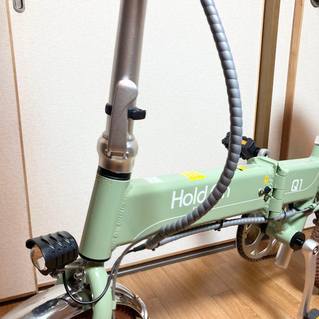 美品 Hold on 折り畳み電動アシスト自転車 Q1J 抹茶グリーン