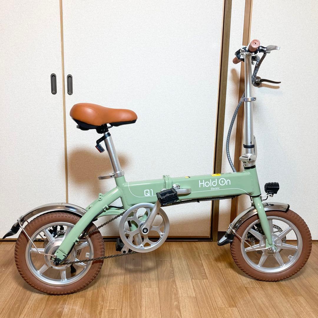 美品 Hold on 折り畳み電動アシスト自転車 Q1J 抹茶グリーン