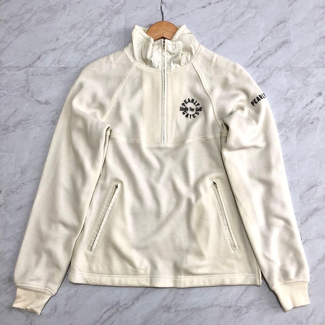 【美品【PEARLY GATES スウェット ハーフジップ スニード ベージュ