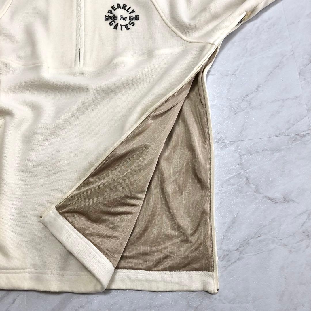 【美品【PEARLY GATES スウェット ハーフジップ スニード ベージュ