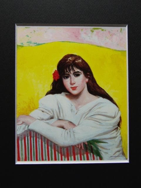 小松崎邦雄、【春の光】、新品高級額 額装付、希少画集画、状態良好