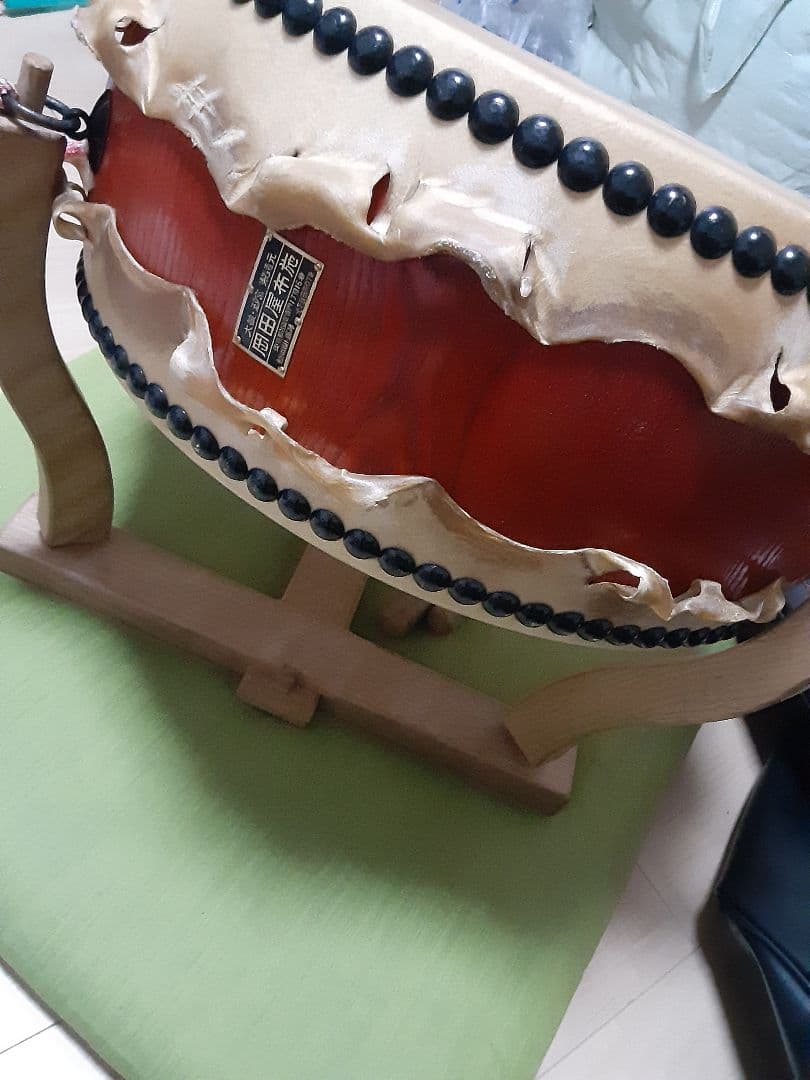 岡田屋 和太鼓 直径約40cm バチ付き
