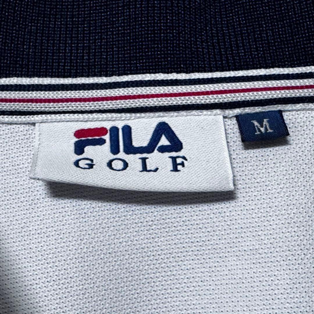 FILA GOLF フィラゴルフ 総柄 ロゴ 半袖 ポロシャツ ホワイト M