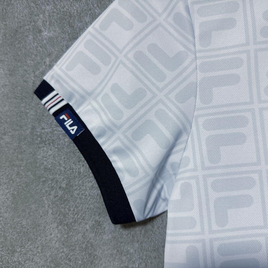 FILA GOLF フィラゴルフ 総柄 ロゴ 半袖 ポロシャツ ホワイト M