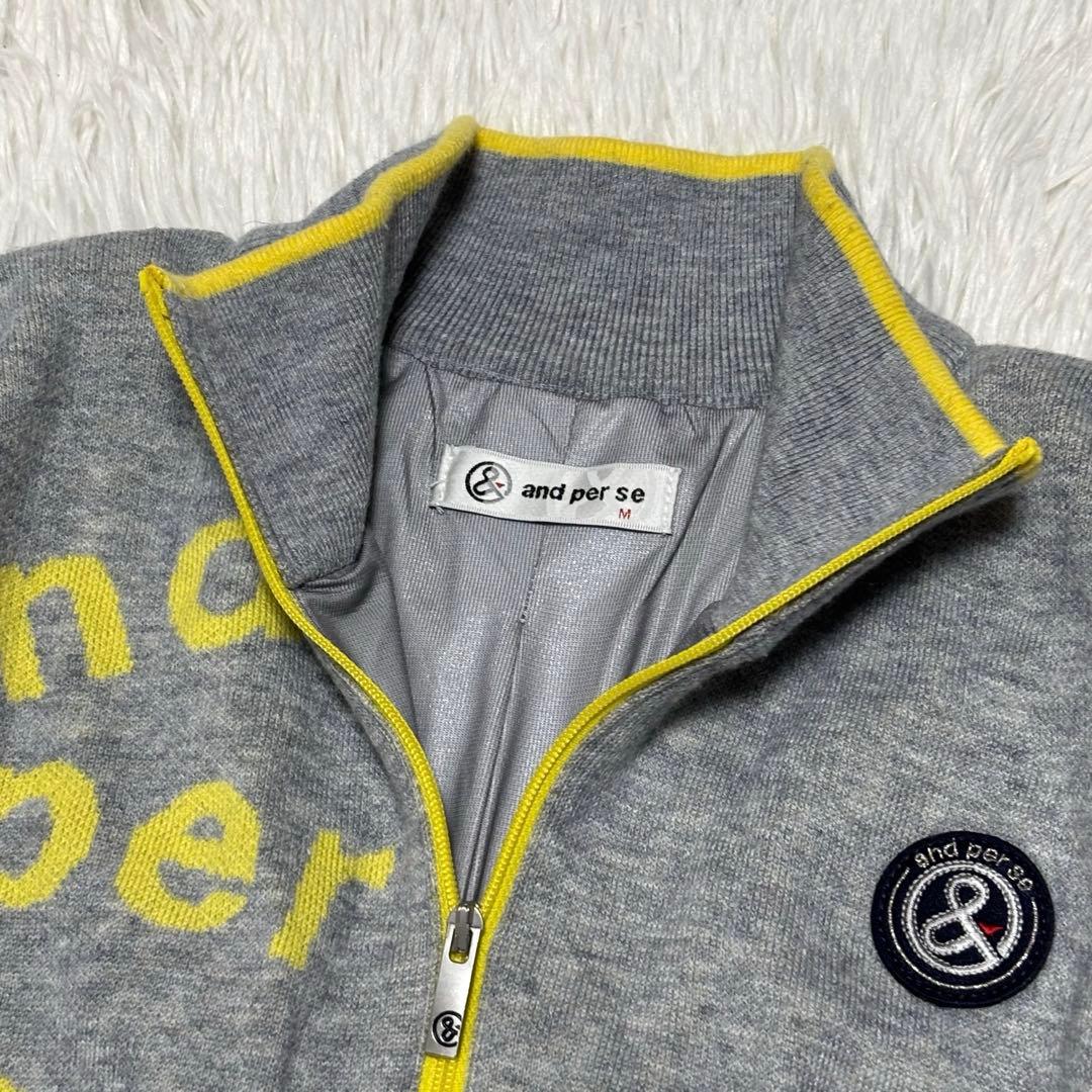 美品★and per se アンパスィ ハーフジップ セーター ドット柄　グレー