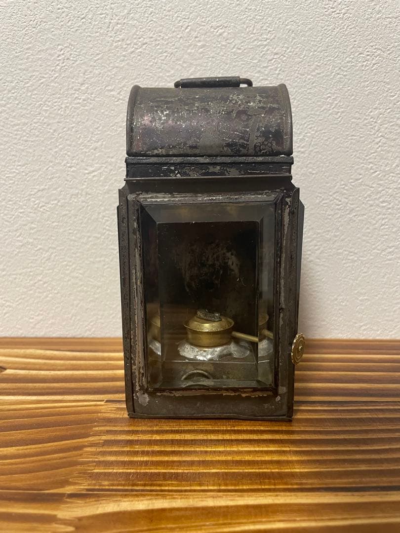 レア　1900's 3面カットガラス ハンドランタン