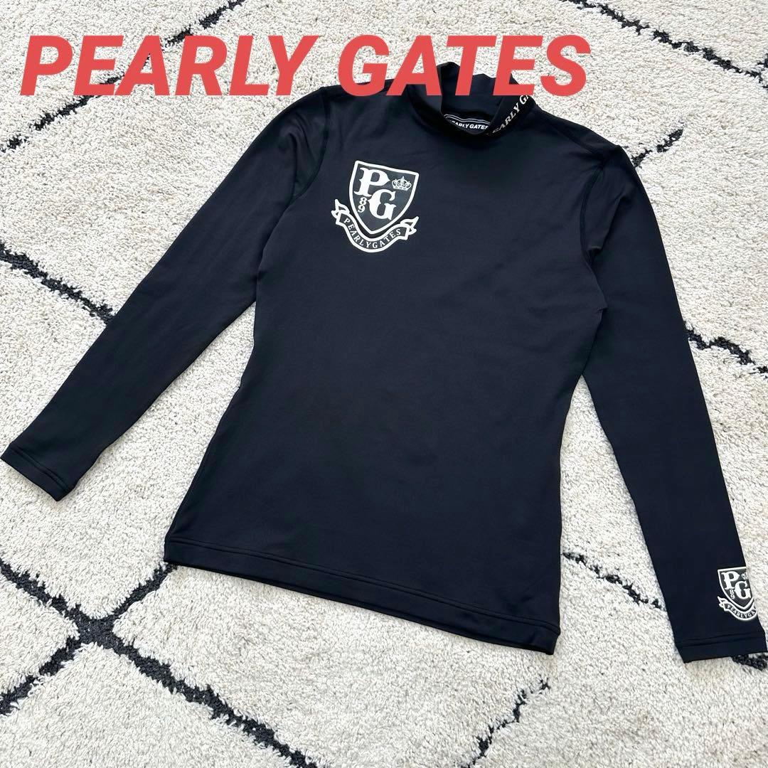 美品 PEARLY GATES 長袖シャツ ストレッチ　モックネック ブラック