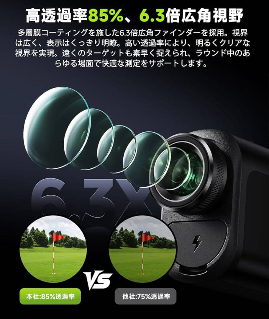 FOSSiBOT F1000 ゴルフレーザー距離計 LCD黒表示 専用ケース