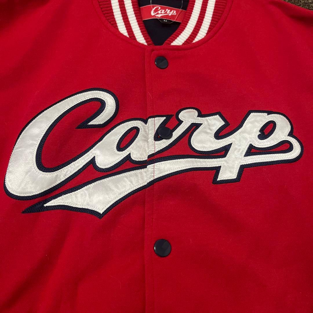 広島カープ　Carp 刺繍ロゴ スタジャン　Mサイズ　赤　紺