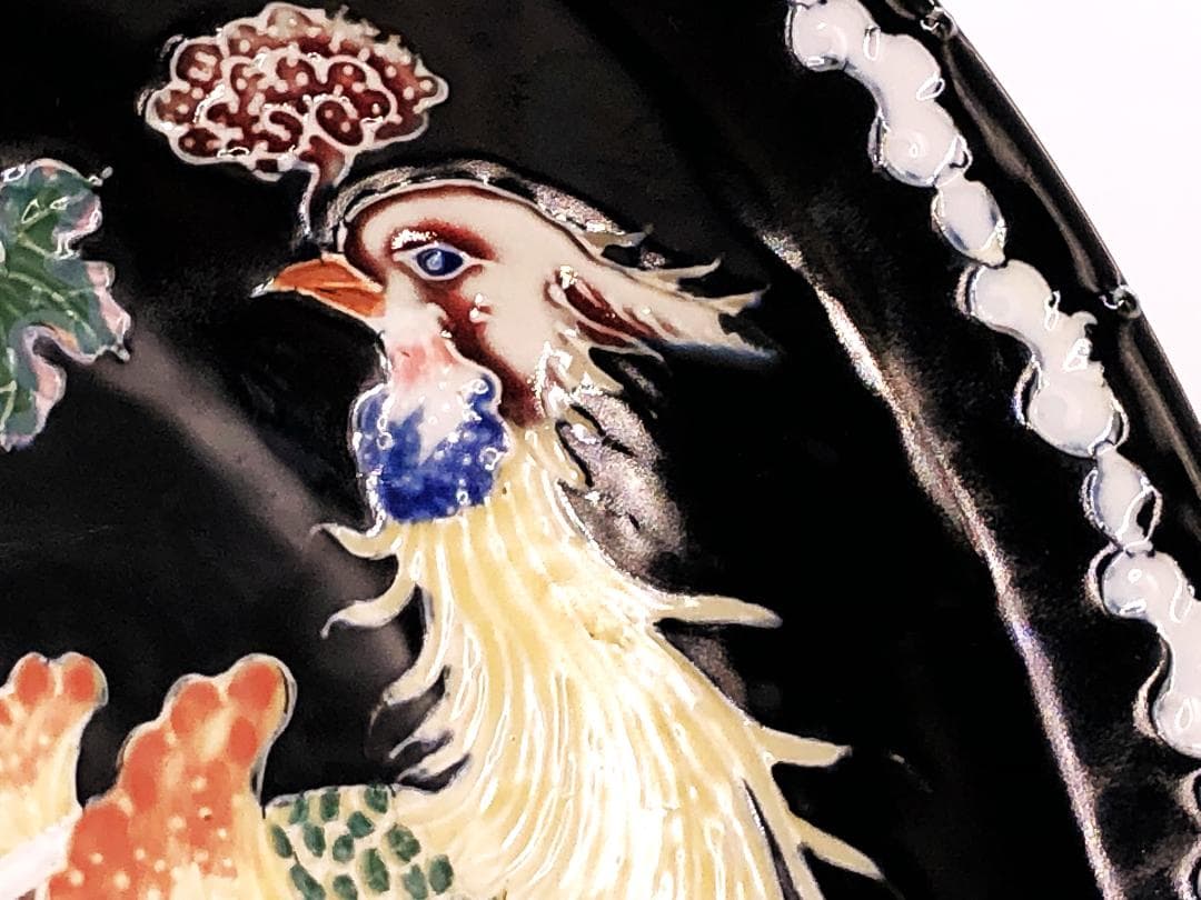 【 景徳鎮琺瑯彩鳳凰文大皿 】 40.8ｃｍ　大清雍正年製款　桐箱入り