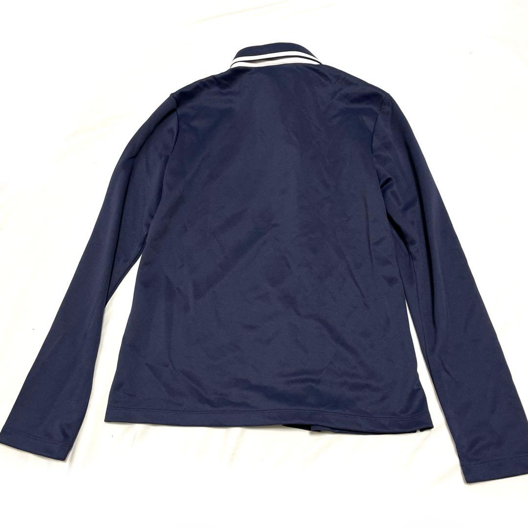 【LANVIN SPORT】長袖　ポロシャツ M 紺赤白　飾りボタン　ゴルフ