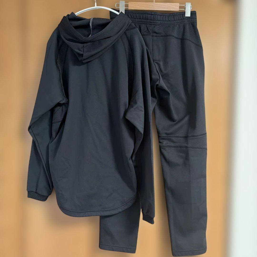 値下げasics BASEBALLフード付き上下セット メンズMサイズ ブラック