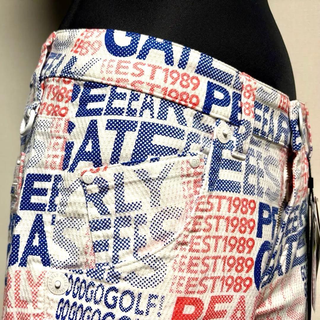 【新品】パーリーゲイツ ロングパンツ (グラデロゴ柄・ストレッチ・透け防止)