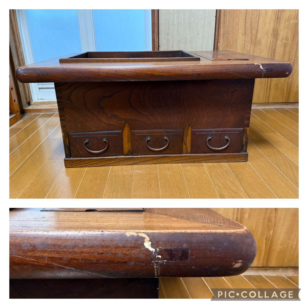 長火鉢　木製　レトロ 家具　小ぶり　和風　テーブル　アンティーク　座卓