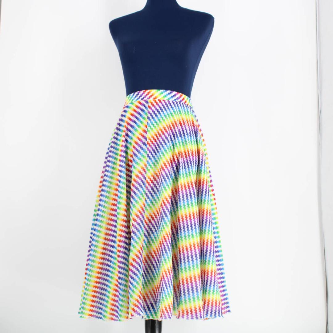 【美品 日本製 社交ダンス衣装】ホワイト Chacott スカート カラフル