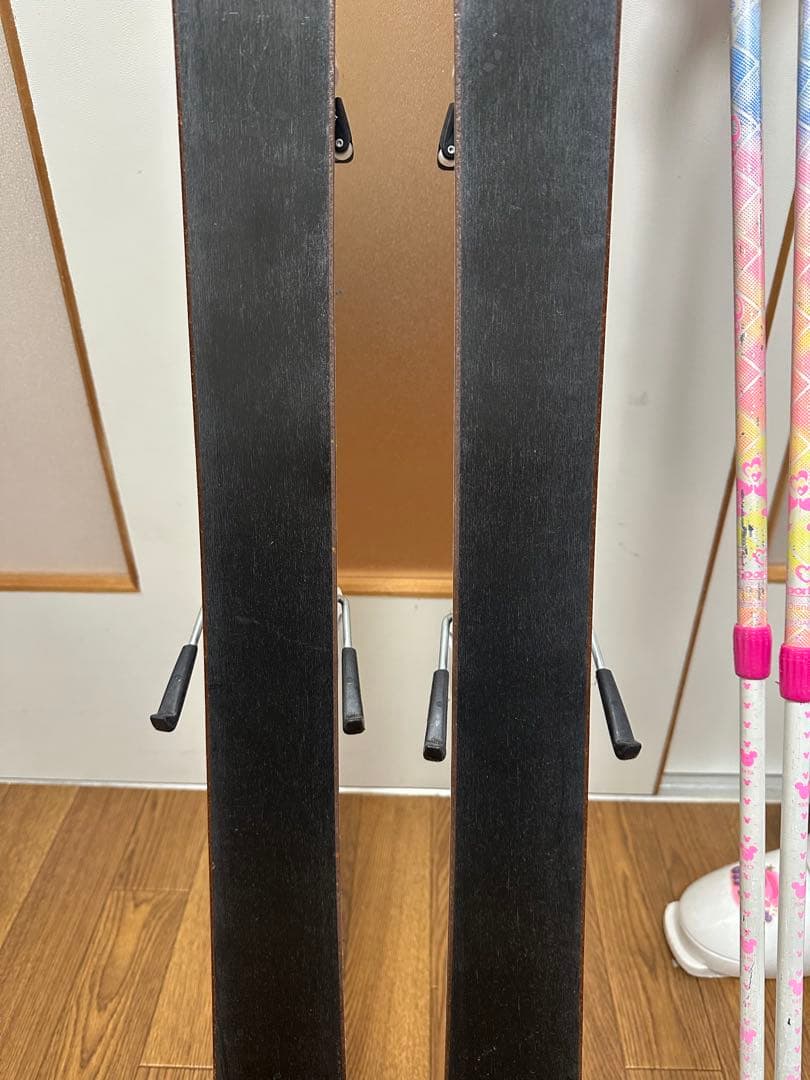3セットKAZAMA スキー板126cm,ブーツ22.5,ストック100cm付