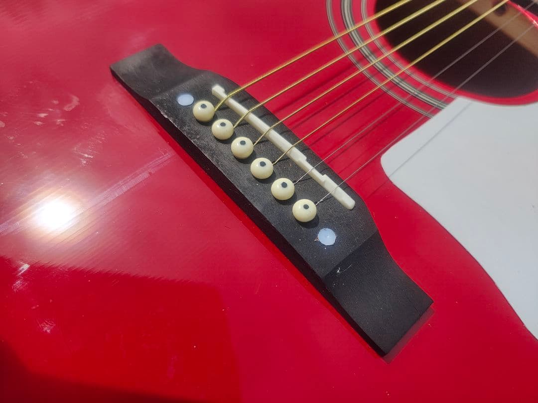 超美品 ノーブランド 真っ赤なJ45スタイル コンタクトPU付エレアコ HC付