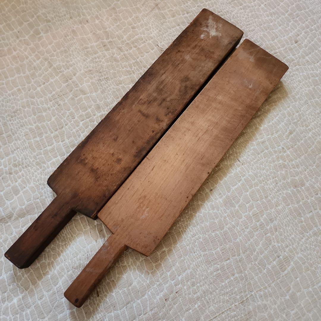 菓子木型2点セット-11　古い 木型 菓子型 和菓子 木製 古道具 古物
