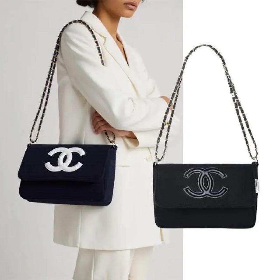 ニ*コ様 CHANEL シャネル ミニバッグ ポーチ ブラック×ブラックロゴ チ