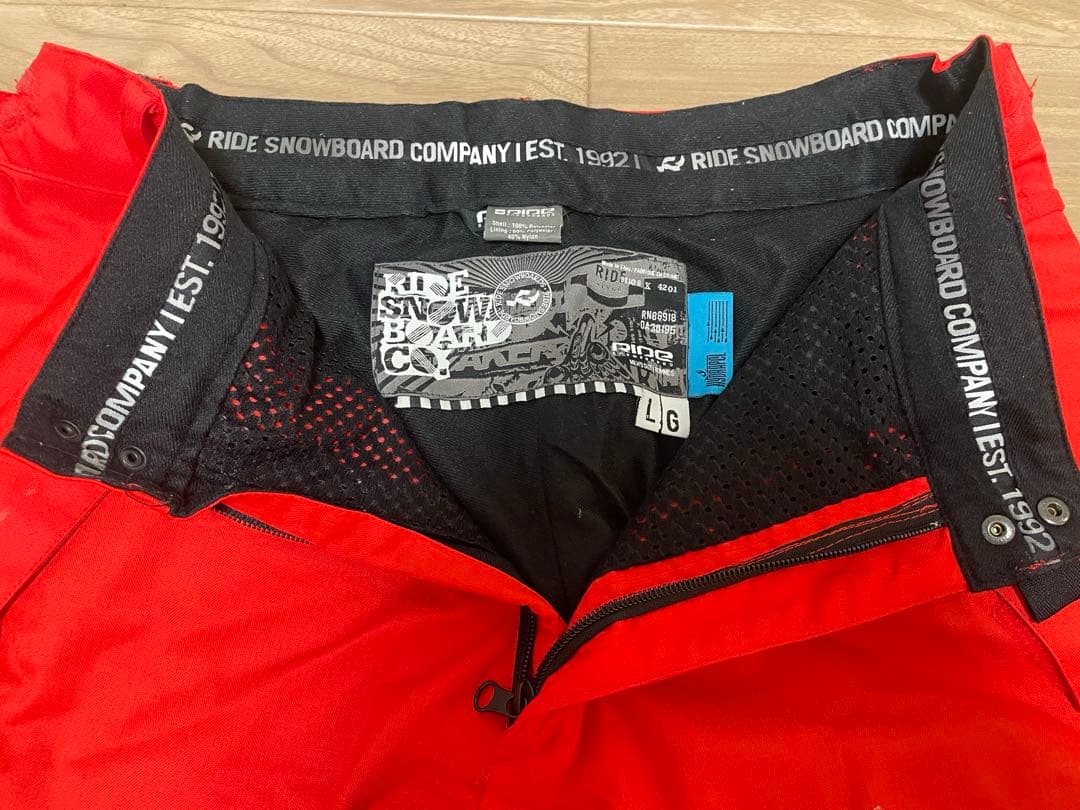 美品 RIDE スノーボードウェア メンズ 上下セット 赤 白