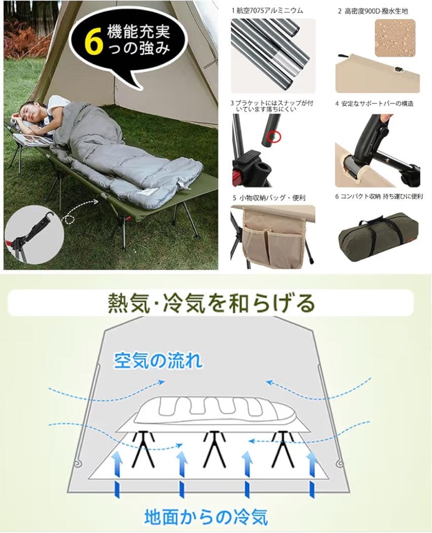 キャンプコットとコットテントセット！
