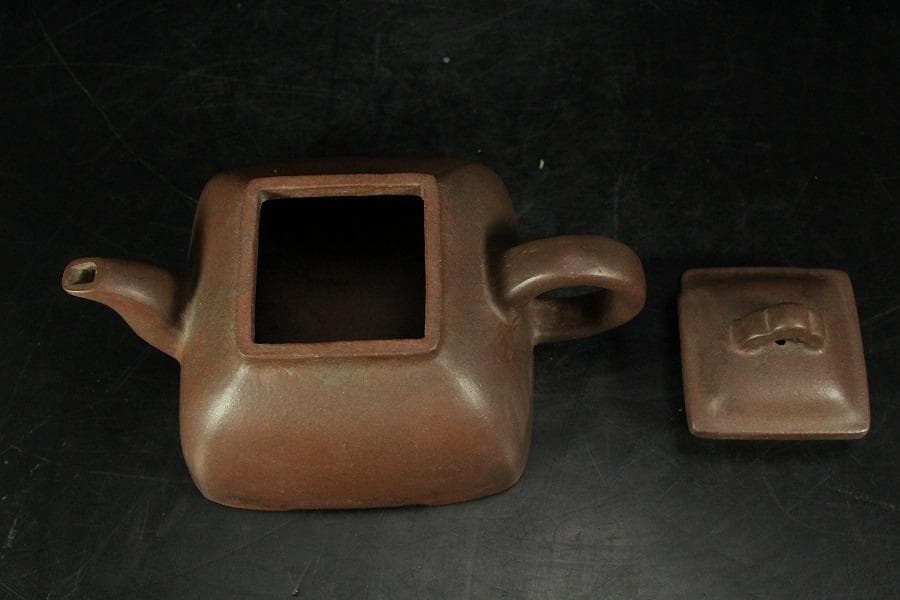 中国美術 紫泥 四方 茶器 急須 在銘 煎茶(K-YC688)