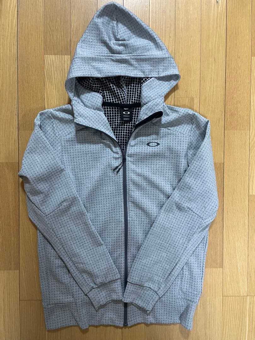 Oakley フルジップ パーカー L グレー ワッフル生地 フード付