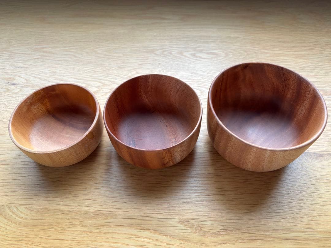 【新品未使用】山のうつわ型 天然木の器（大・中・小）セット