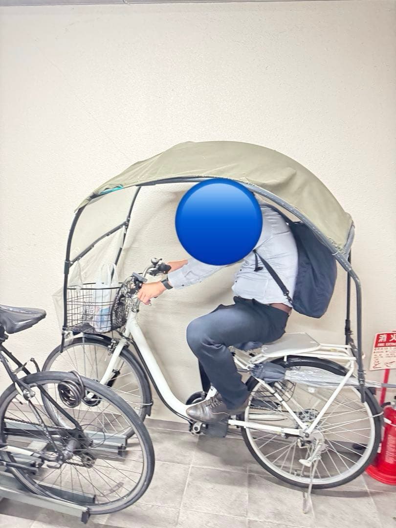 【送料無料】屋根付き電動アシスト自転車 ホワイト/カーキ　ヤマハRIN