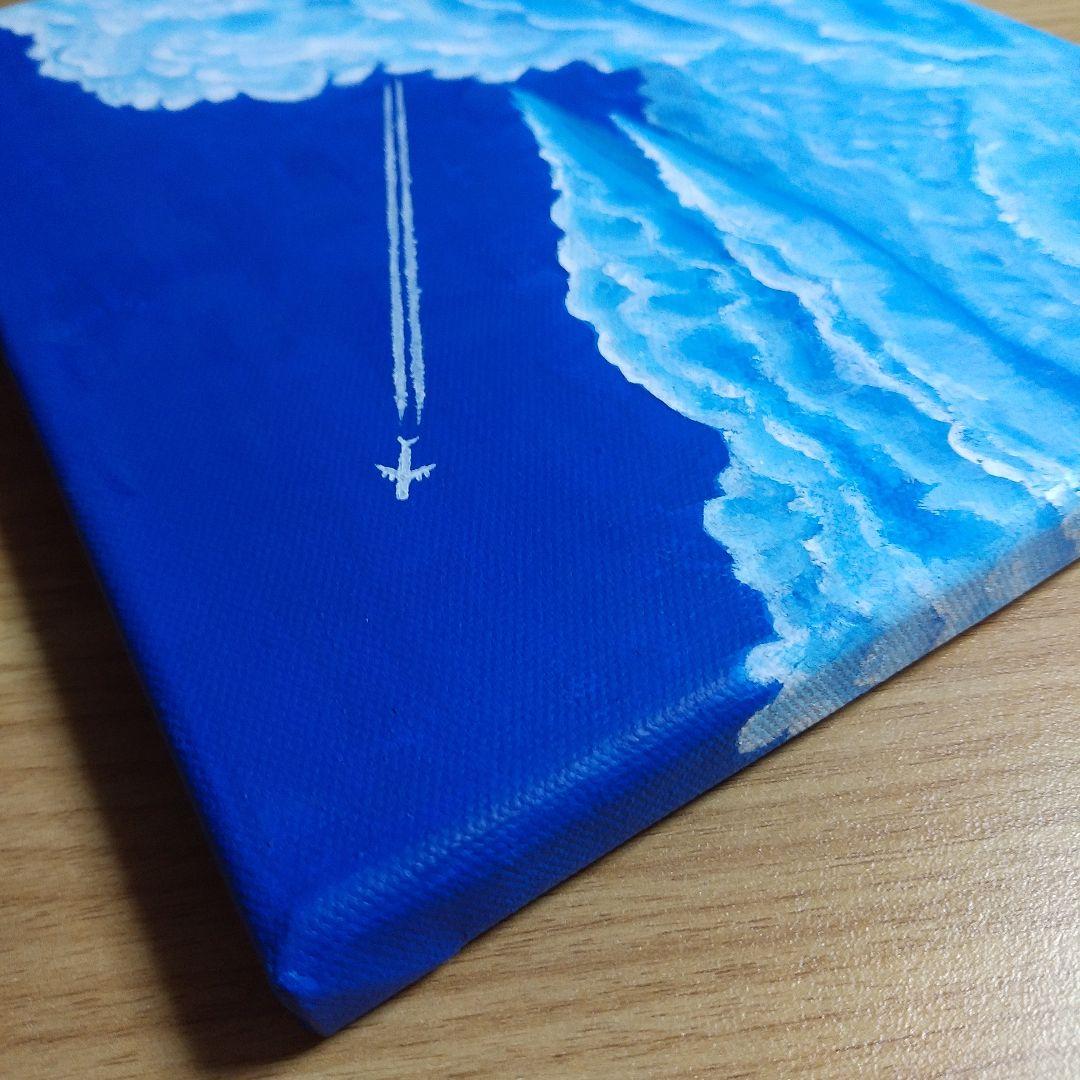 絵画　空　雲　飛行機雲　原画　インテリア　アート