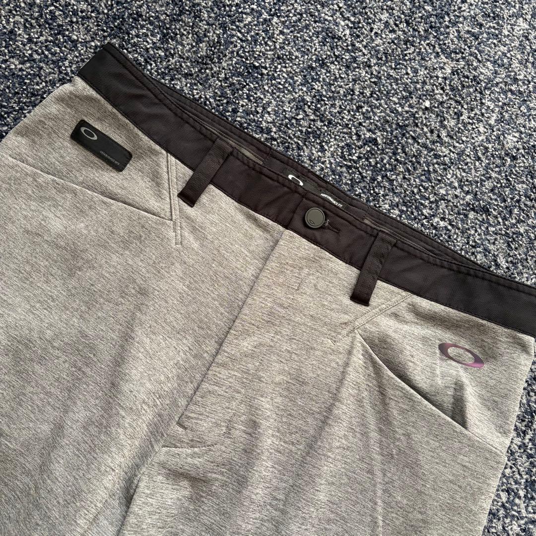 オークリー　ストレッチ　ジョガーパンツ　スカルロゴ　ゴルフウェア　グレー系　34