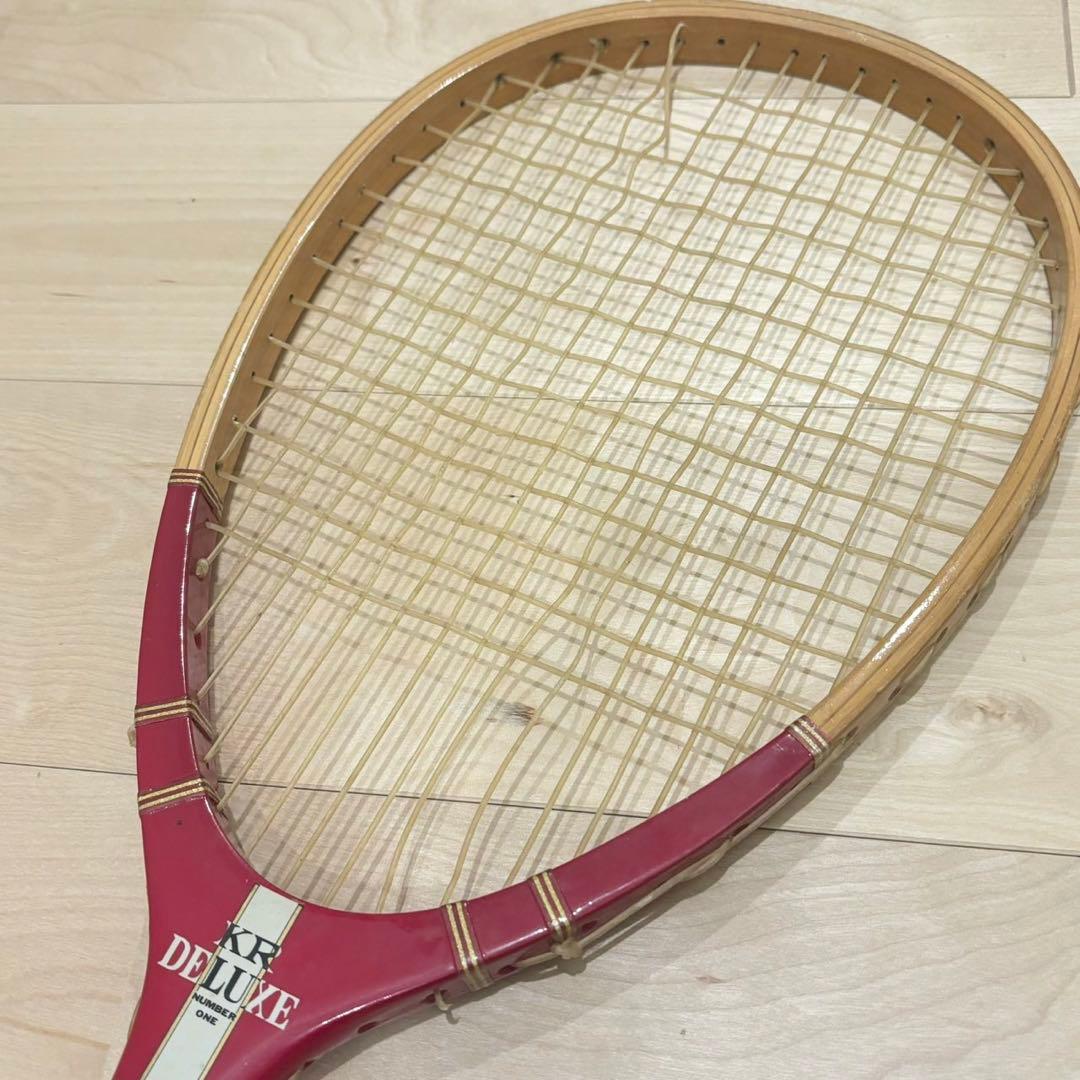 KAWASAKI KR DELUX NUMBER ONE 木製テニスラケット 赤