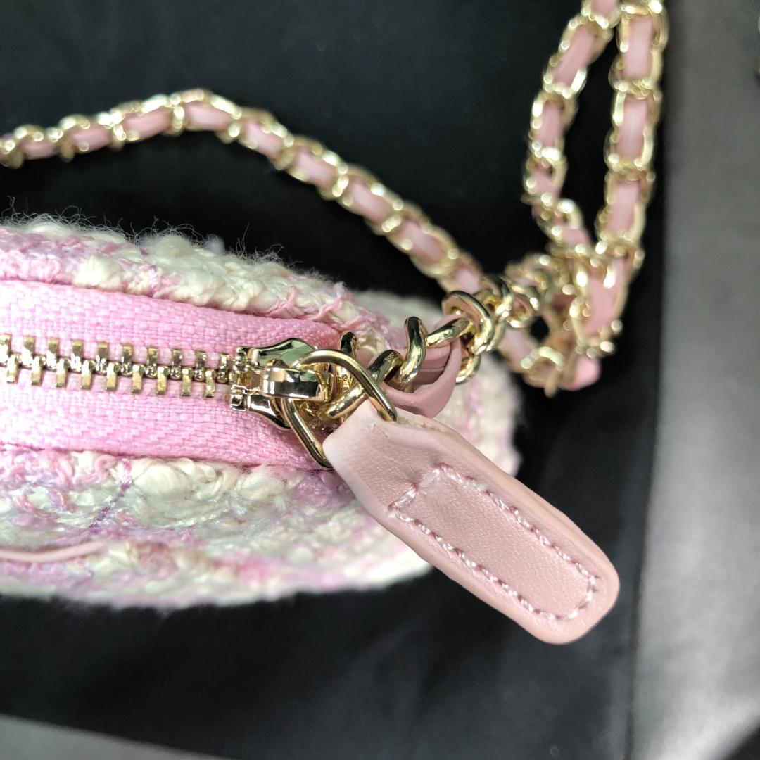 【新品・限定】二つ折り財布 ピンクツイード