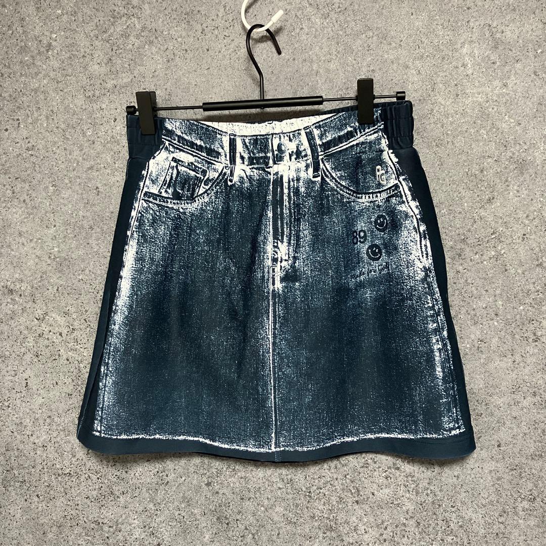 25ss パーリーゲイツ　パネルプリント　デニムスカート　1