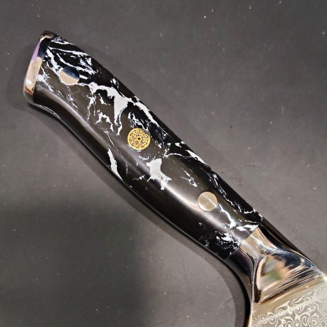 魚捌き 鬼反り 剣型 切付型 牛刀 VG10 ダマスカス 包丁 ターコイズ柄
