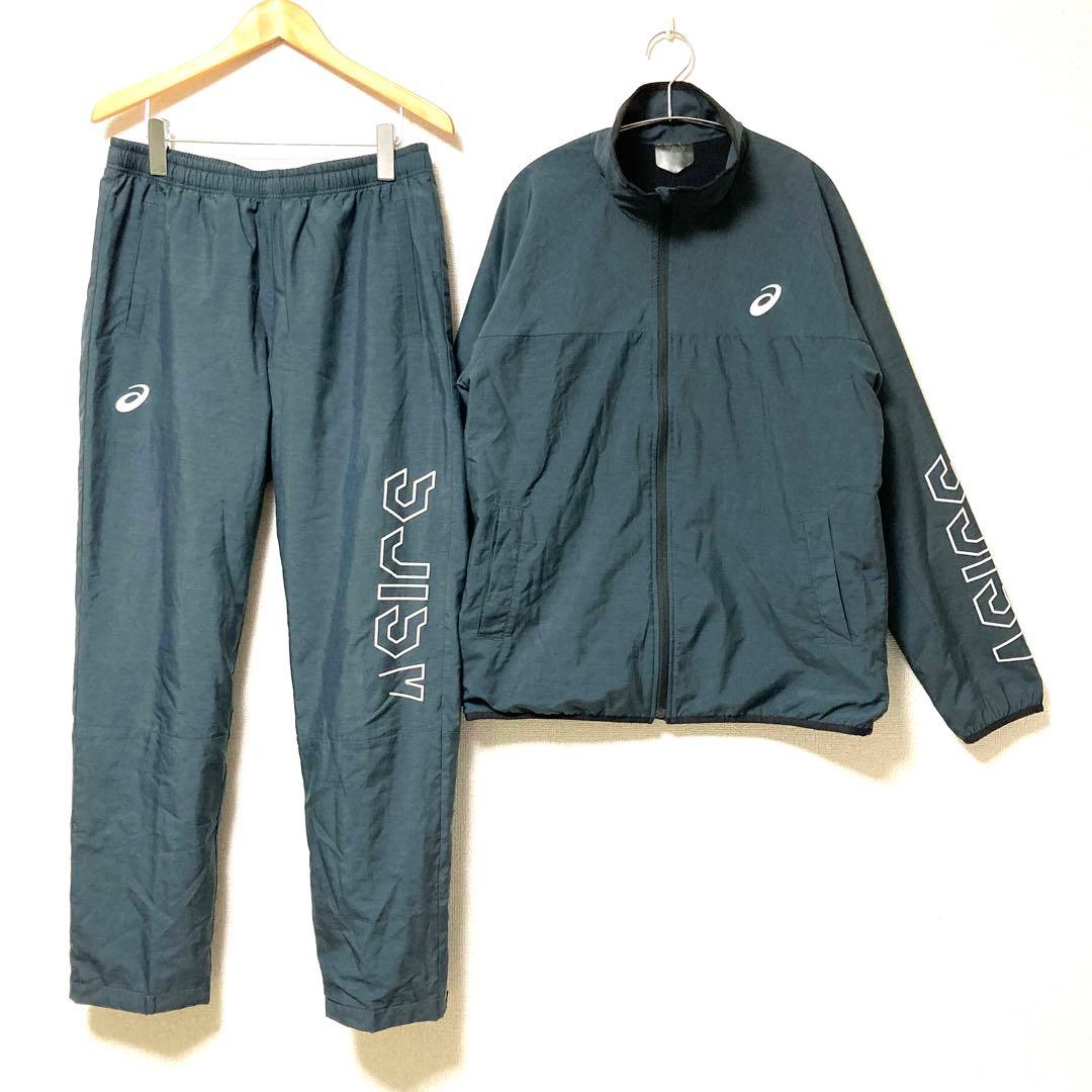 【超美品】asics アシックス　ウインドブレーカー　セットアップ　裏起毛　XL