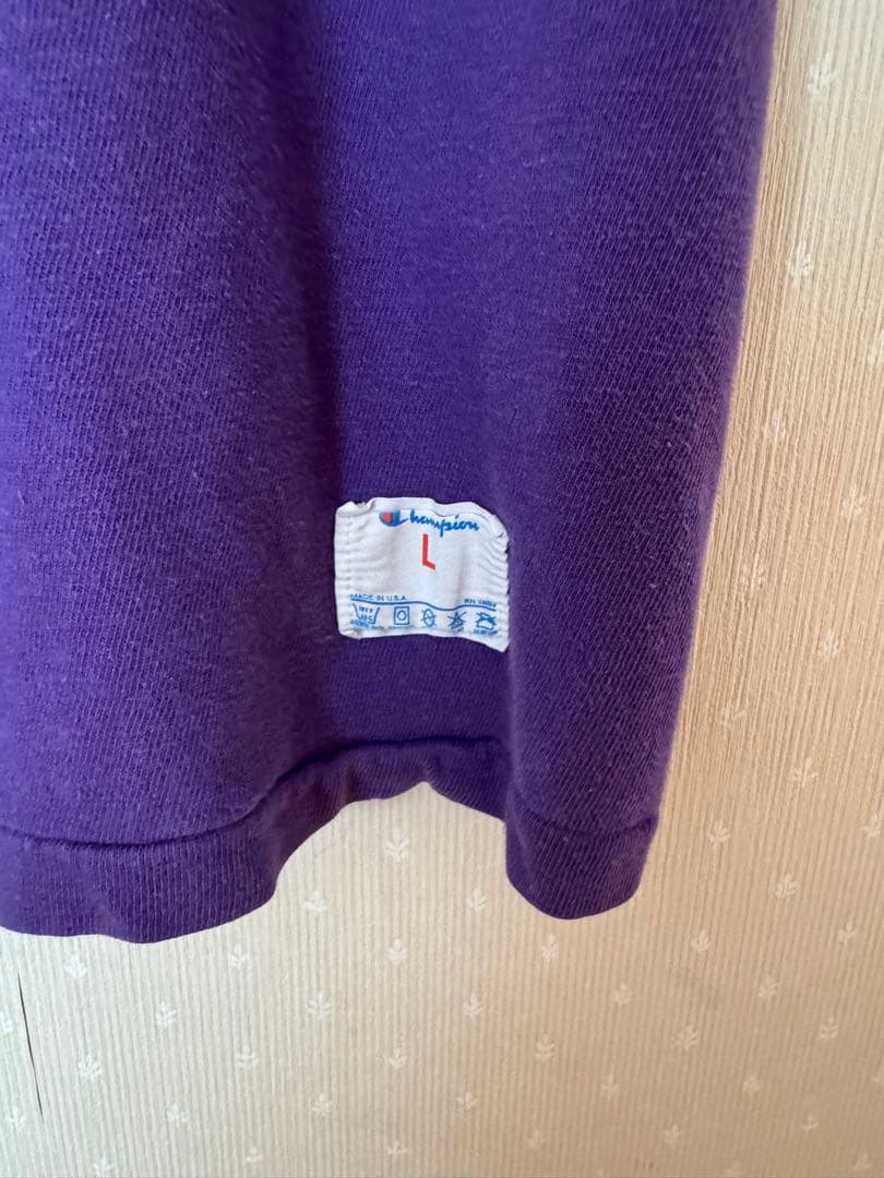 チャンピオン　Champion フットボールt 80s トリコ　茄子紺　フェード