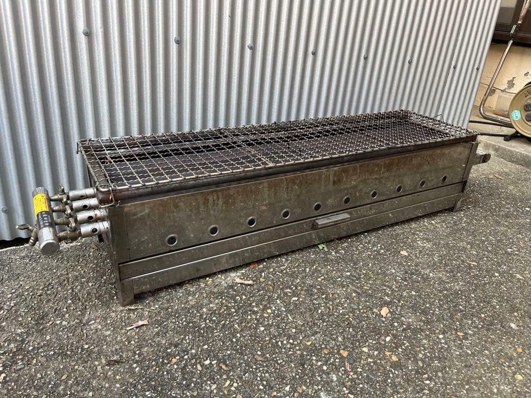 大型金属製グリル 網付き 焼き台 ガス接続可能 プロパン用 柴田金物 BBQ