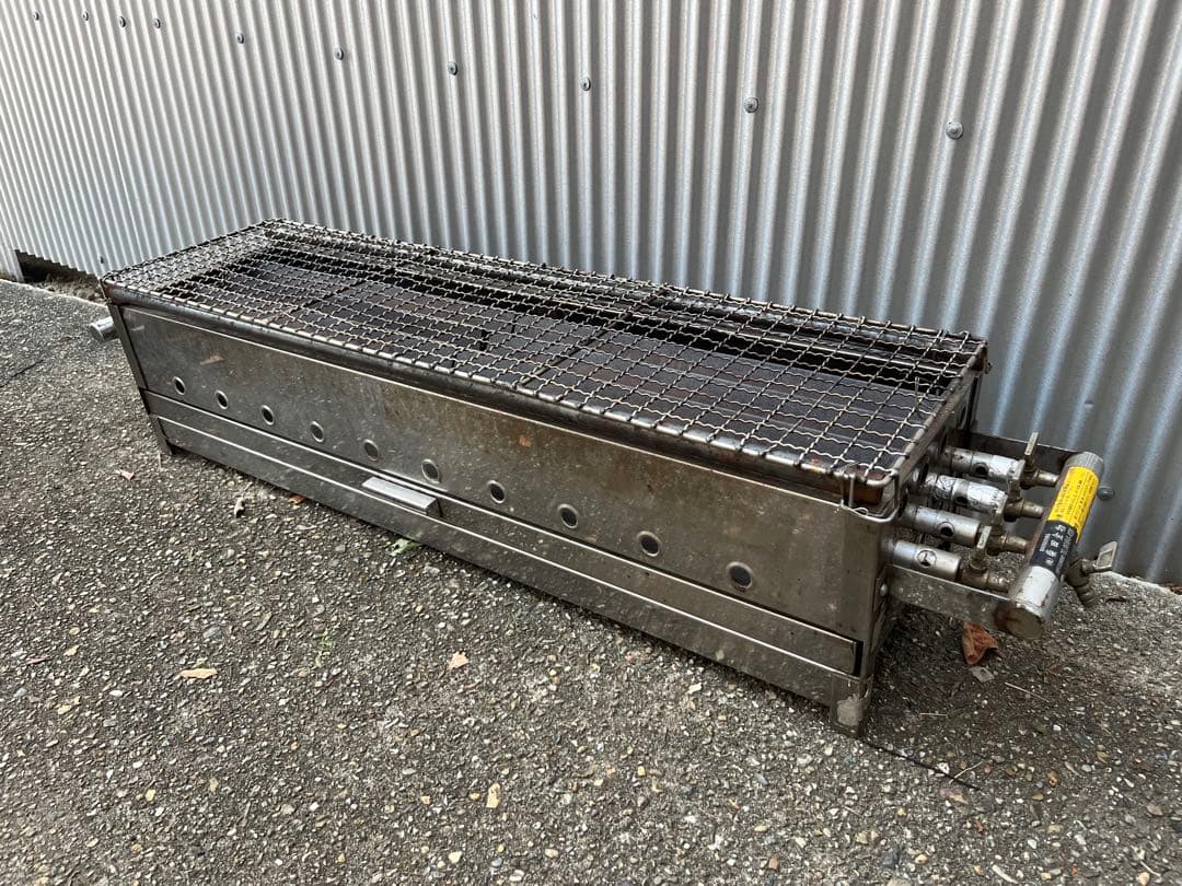 大型金属製グリル 網付き 焼き台 ガス接続可能 プロパン用 柴田金物 BBQ