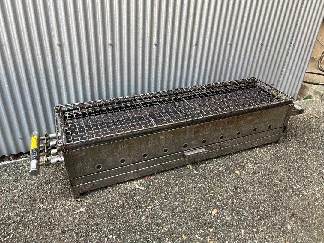 大型金属製グリル 網付き 焼き台 ガス接続可能 プロパン用 柴田金物 BBQ