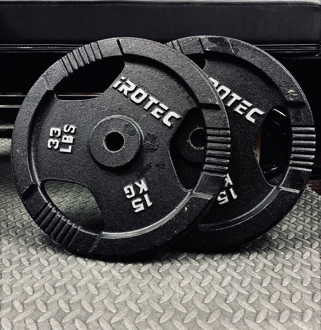 【最安値】IROTEC バーベルプレート_15kg×2枚（29mm穴）