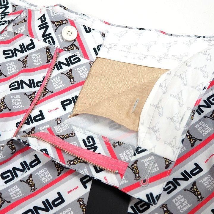 新品ピン ゴルフ 総柄ロゴ ストレッチ ハーフパンツ ショートパンツ ピンク L