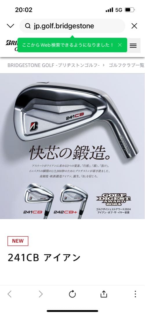 ブリヂストン241cb アイアン6本セット　5番〜pw