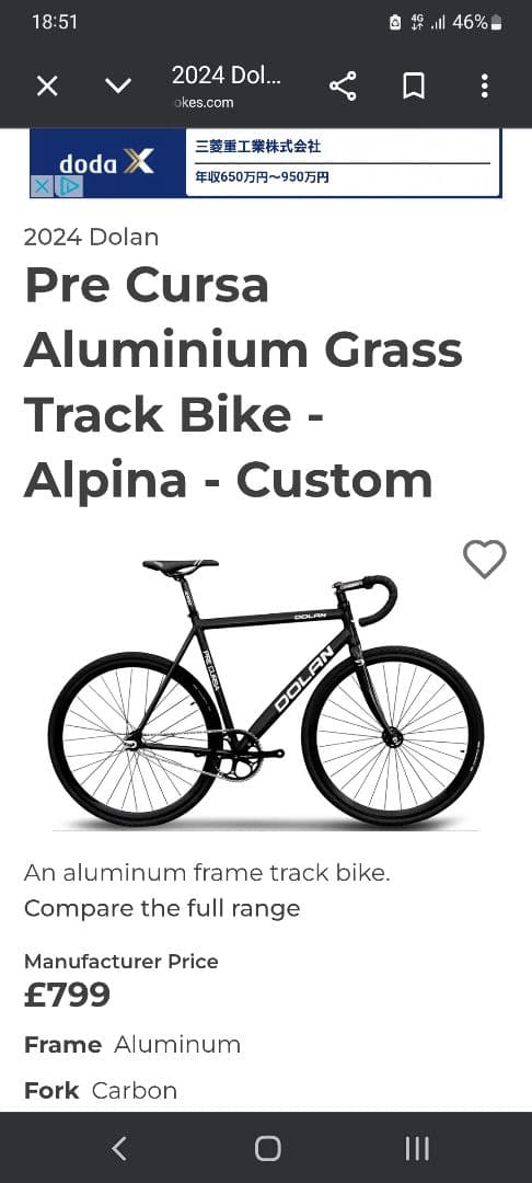 アルピナ　Alpina Full Carbon Road Fork　ピスト