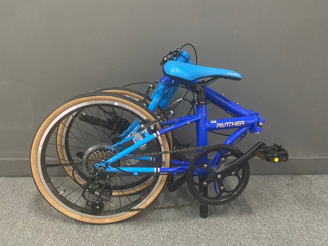 【美品】未使用PANTHER 折りたたみ自転車 7段変速 軽量コンパクト ブルー