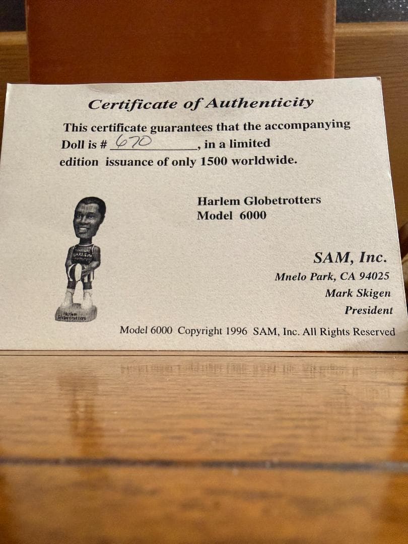 Harlem Globetrotters ボブルヘッド 限定1500体 COA付