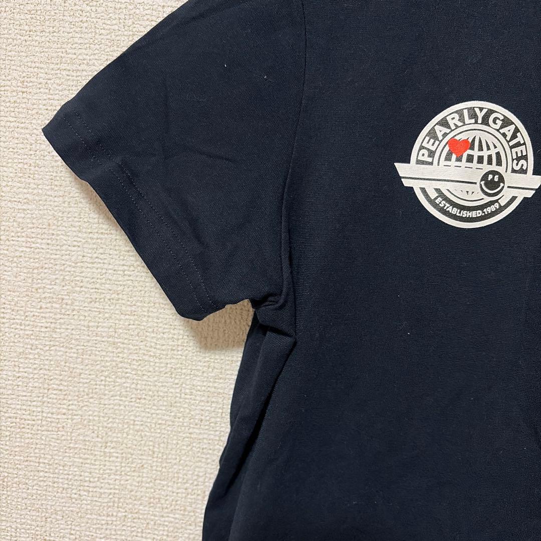 新品　パーリーゲイツ　半袖　モックネック　ネイビー ロゴ