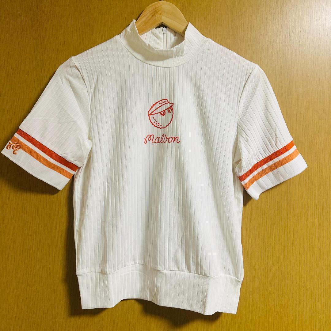 白M マルボンゴルフ モックネック シャツ Malbon Golf ハーフジップ