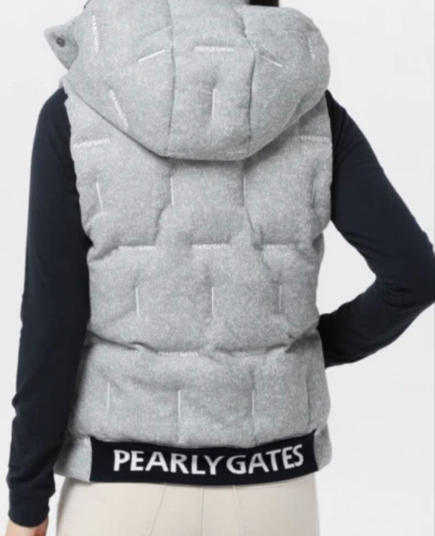 PEARLY GATES フード付きダウンベスト グレー