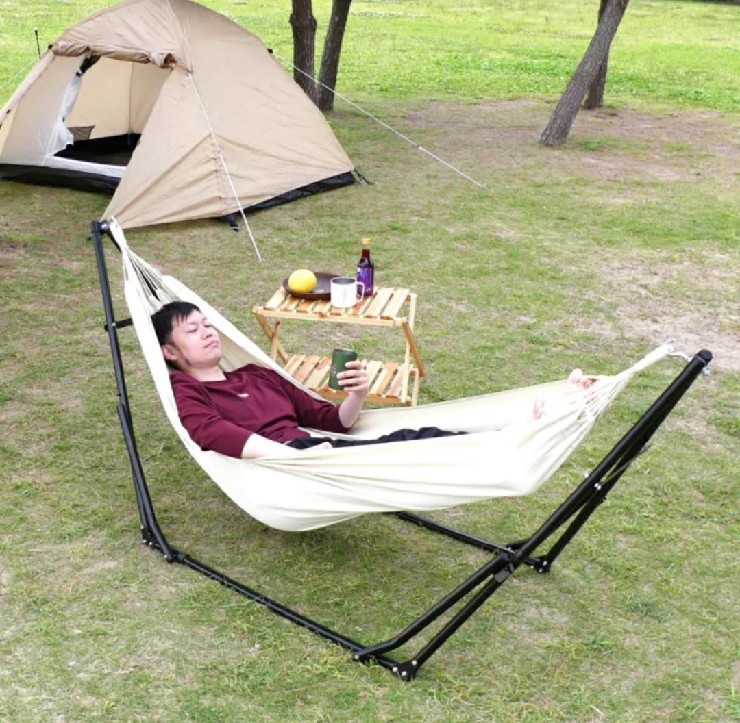 【GWお勧め☆】新品 IGNIO 3WAY ハンモック ベージュ 自立式